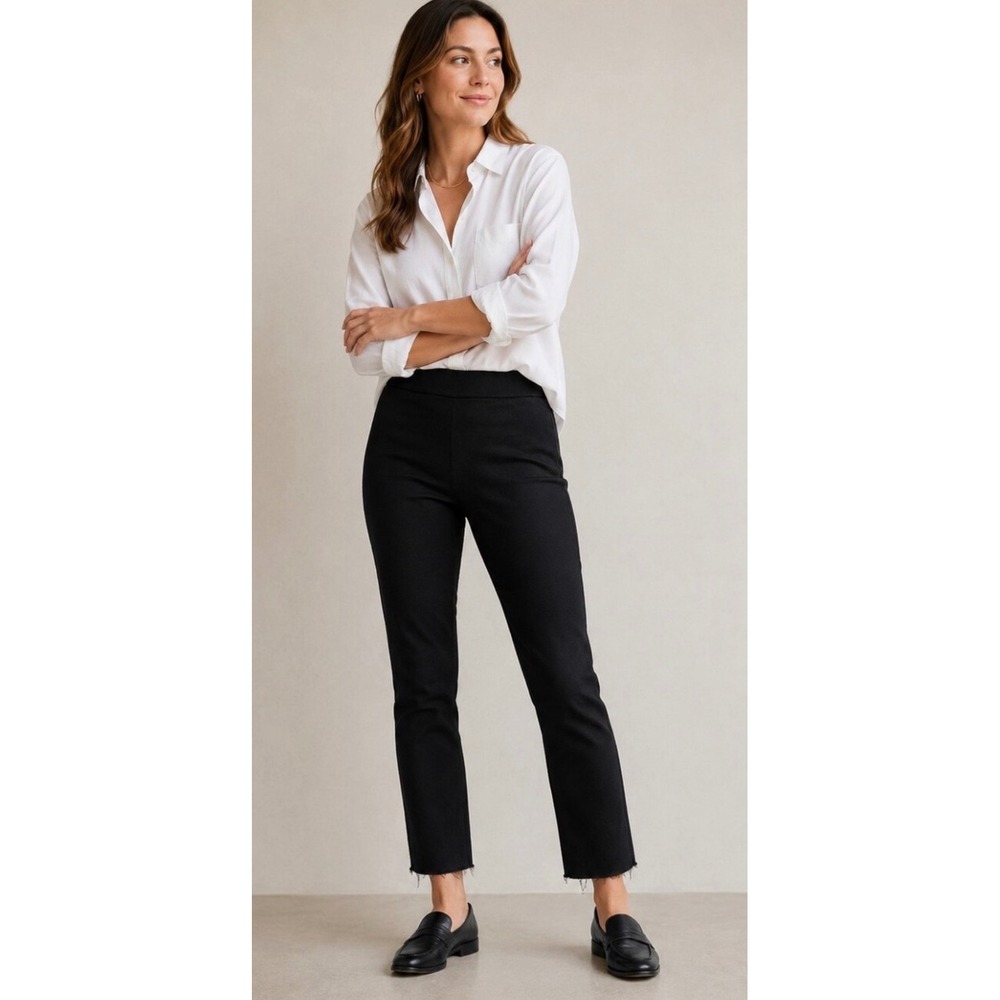 Frank & Eileen Derry Illusion Pull-On Jeans Black Raw Hem 26